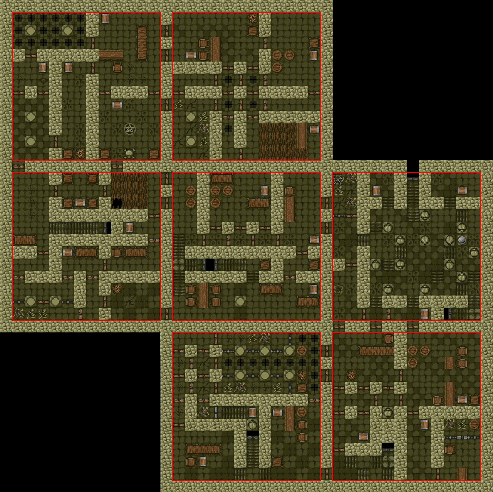 Example Long Snake dungeon showing segment boundaries