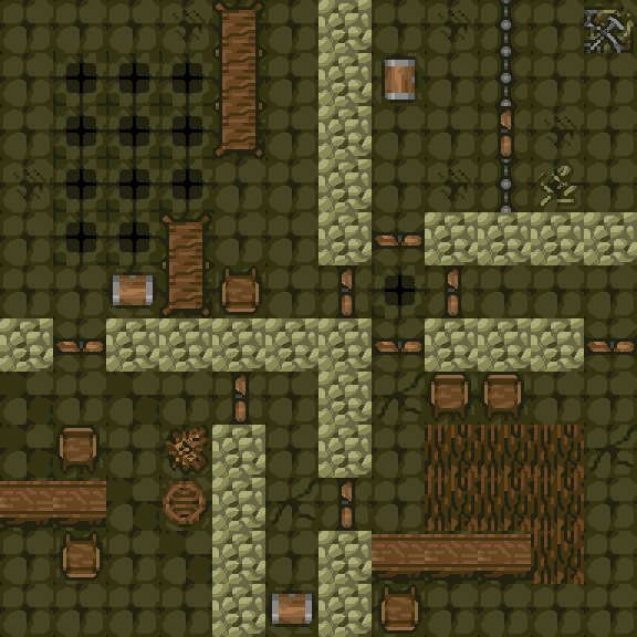 Example dungeon segment, showing several dungeon rooms
